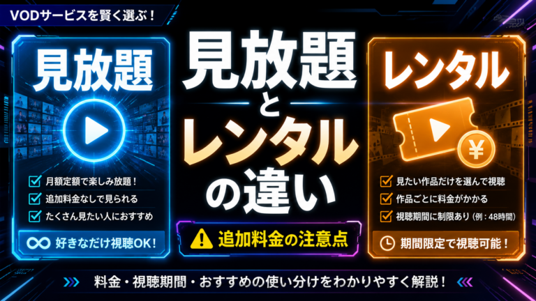 VODの見放題とレンタルの違いとは？追加料金で失敗しない確認ポイント