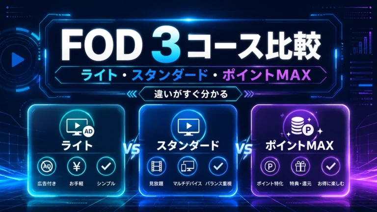 FODプレミアムの3コースの違いは？料金・広告・機能を比較