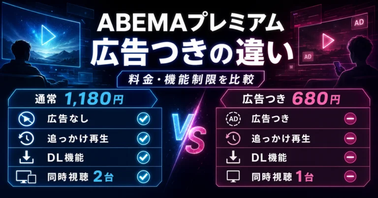 ABEMAプレミアムと広告つきの違いは？料金・機能制限を比較